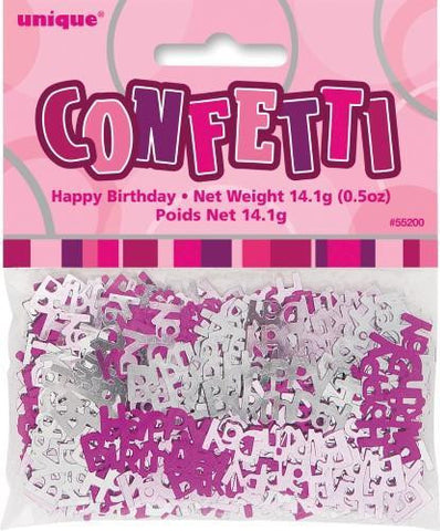 Glitz Pink Happy Birthday Confetti - Yakedas Party and Giftware
