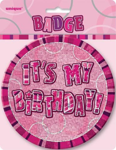Glitz Pink It's My Birthday Badge - Yakedas Party and Giftware