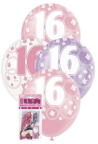 Glitz Pink Latex Balloons - 16 - Yakedas Party and Giftware