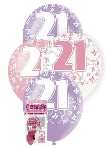 Glitz Pink Latex Balloons - 21 - Yakedas Party and Giftware