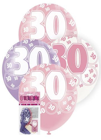 Glitz Pink Latex Balloons - 30 - Yakedas Party and Giftware