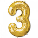 Number 3 Foil Balloon - Yakedas Party and Giftware