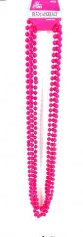 Beads Long Necklace (4pcs) 8mm*83cm Pink - Yakedas Party and Giftware