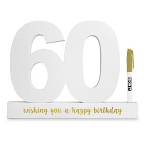 60th Sign it Block White - Yakedas Party and Giftware