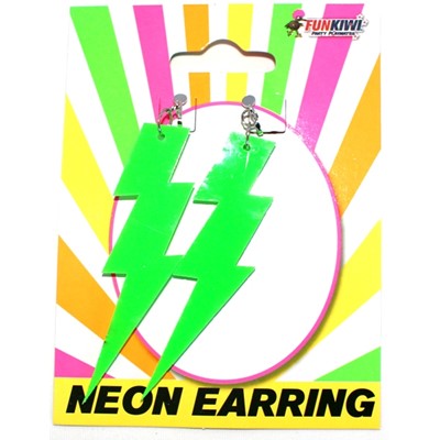 Neon Earring Lightning green - Yakedas Party and Giftware