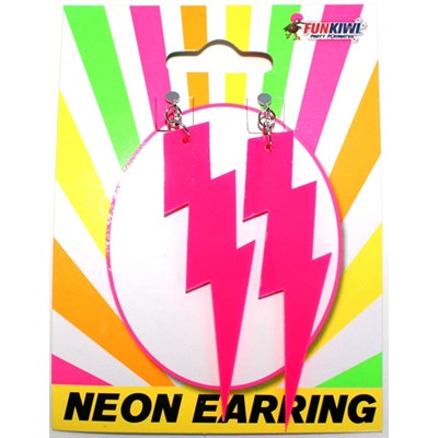 Neon Earring Lightning Pink - Yakedas Party and Giftware