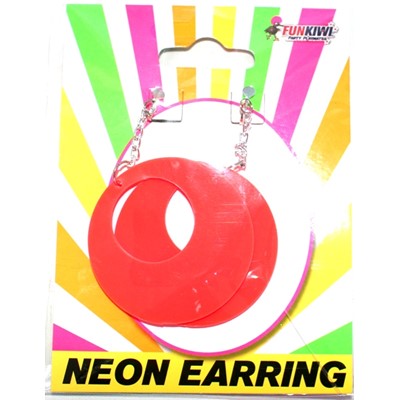 Neon Earring Oval Orange - Yakedas Party and Giftware