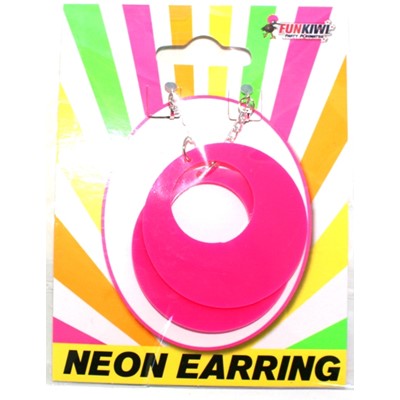 Neon Earring Oval Pink - Yakedas Party and Giftware