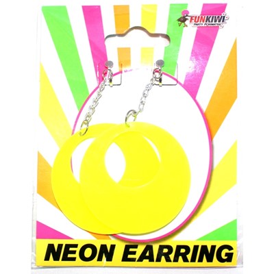 Neon Earring Oval Yellow - Yakedas Party and Giftware