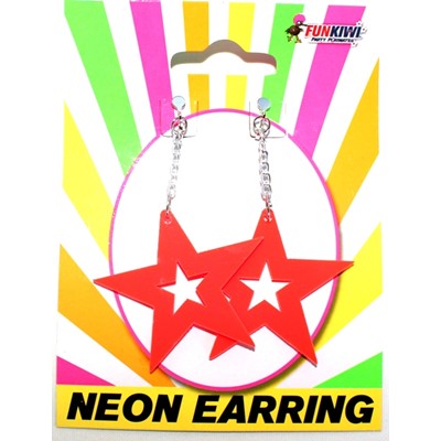 Neon Earring Star Orange - Yakedas Party and Giftware