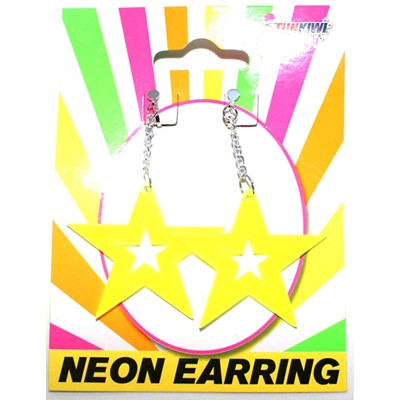 Neon Earring Star Yellow - Yakedas Party and Giftware