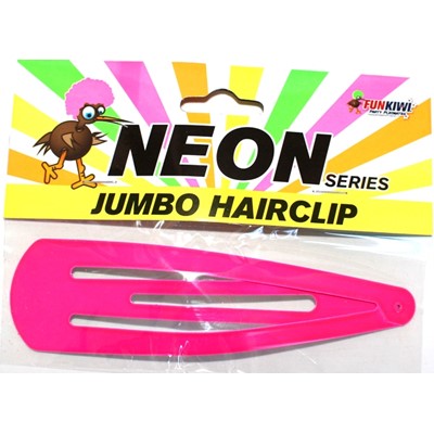 Neon Jumbo Hair Clip Pink - Yakedas Party and Giftware