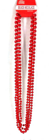 Beads Long Necklace (4pcs) 8mm*83cm Red - Yakedas Party and Giftware