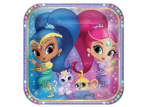 Shimmer & Shine Party Dinner Square Plates - Yakedas Party and Giftware