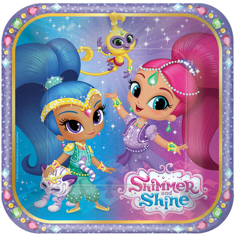 Shimmer & Shine Party Lunch Square Plates - Yakedas Party and Giftware