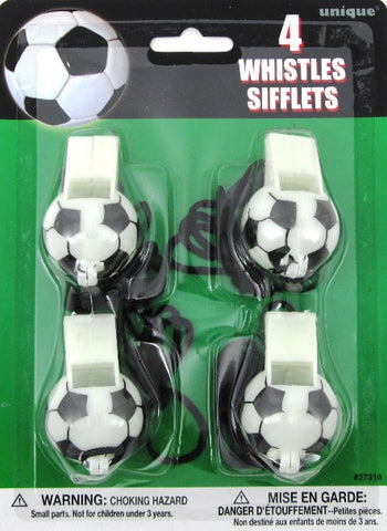 Soccer Party 4 Whistles Sifflets - Yakedas Party and Giftware