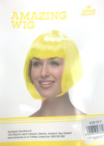 Short Hair Wig - Yellow - Yakedas Party and Giftware