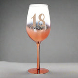 18 ROSE GOLD OMBRE WINE GLASS 430ML - Yakedas Party and Giftware