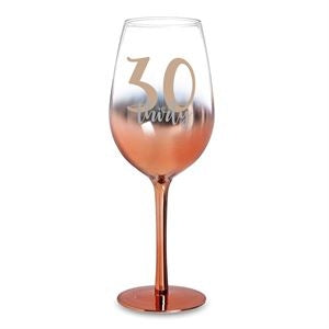 30 ROSE GOLD OMBRE WINE GLASS 430ML - Yakedas Party and Giftware