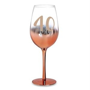 40 ROSE GOLD OMBRE WINE GLASS 430ML - Yakedas Party and Giftware
