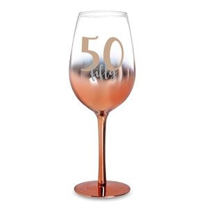 50 ROSE GOLD OMBRE WINE GLASS 430ML - Yakedas Party and Giftware