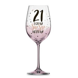 21 PINK SIP SIP HOORAY  GLASS 430ml - Yakedas Party and Giftware