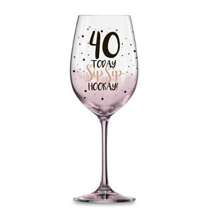 40 PINK SIP SIP HOORAY WINE GLASS 430ML - Yakedas Party and Giftware