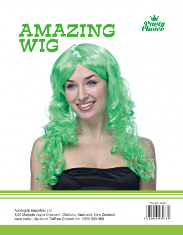 Long Curly Wig-  Green - Yakedas Party and Giftware