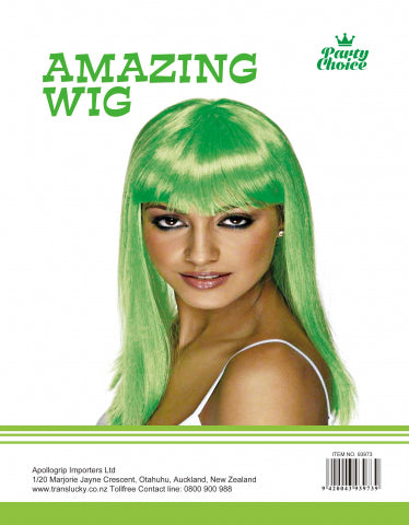 Long Straight Wig - Green - Yakedas Party and Giftware