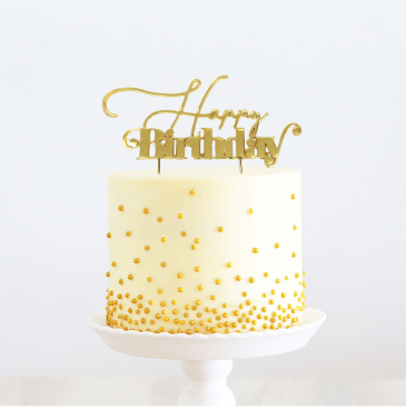GOLD METAL CAKE TOPPER - HAPPY BIRTHDAY